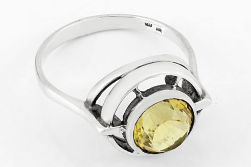 Серебряное кольцо с цитрином круг 21102 купить в магазине Самоцветы мира