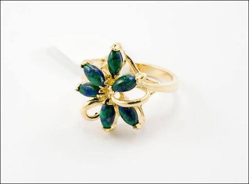 Позолоченное кольцо из мельхиора с азуритом 21258 купить в магазине Самоцветы мира