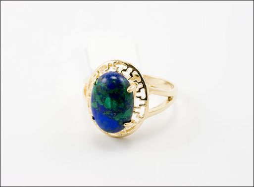 Позолоченное кольцо из мельхиора с азуритом 21275 купить в магазине Самоцветы мира