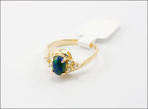 Позолоченное кольцо из мельхиора с азуритом 21291 купить в магазине Самоцветы мира