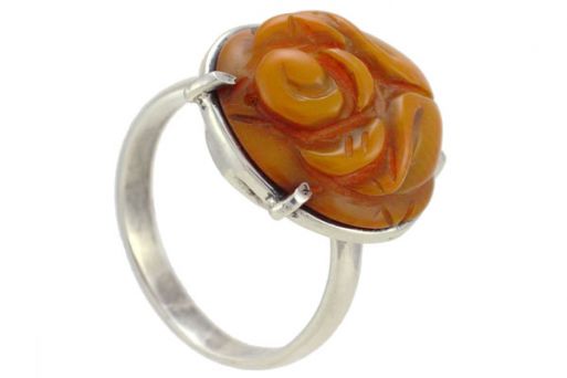 Серебряное кольцо с кораллом 23031 купить в магазине Самоцветы мира