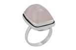 Кольцо из серебра с Розовым кварцем Прямоугольник 15х23 мм 23083