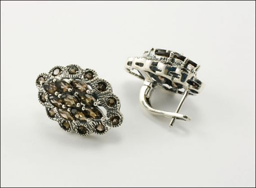 Серебряные серьги с раухтопазом 24651 купить в магазине Самоцветы мира
