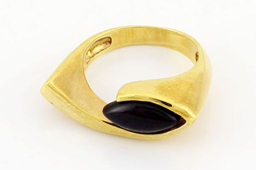 Позолоченное кольцо из сплава с агатом 25415 купить в магазине Самоцветы мира