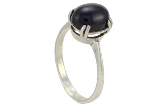 Серебряное кольцо с чёрным агатом 25867 купить в магазине Самоцветы мира