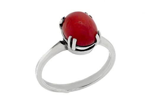 Серебряное кольцо с кораллом 25869 купить в магазине Самоцветы мира