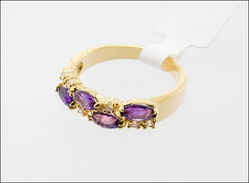 Позолоченное кольцо из мельхиора с аметистом 26712 купить в магазине Самоцветы мира