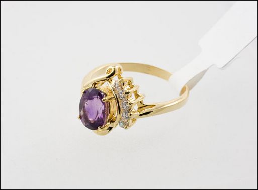 Позолоченное кольцо из мельхиора с аметистом 26728 купить в магазине Самоцветы мира