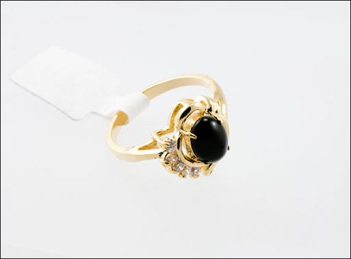 Позолоченное кольцо из сплава с агатом 26782 купить в магазине Самоцветы мира