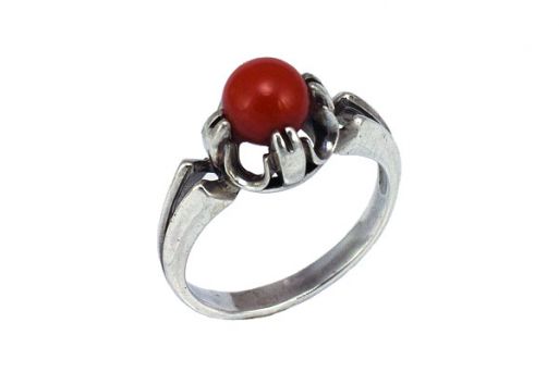 Серебряное кольцо с кораллом 27395 купить в магазине Самоцветы мира