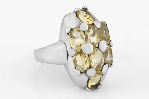 Серебряное кольцо с цитрином 27713 купить в магазине Самоцветы мира