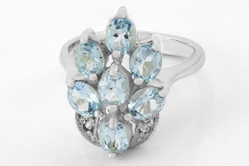 Серебряное кольцо с топазом и фианитами 48279 купить в магазине Самоцветы мира