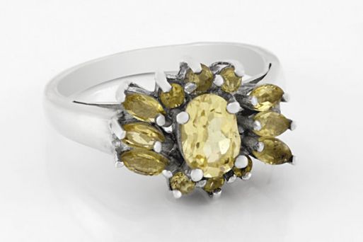 Серебряное кольцо с цитрином 28417 купить в магазине Самоцветы мира