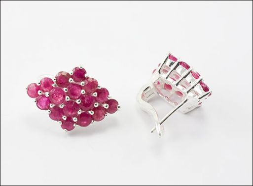 Серебряные серьги с рубином 28490 купить в магазине Самоцветы мира