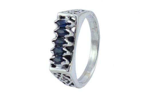 Серебряное кольцо с сапфиром 29513 купить в магазине Самоцветы мира