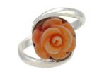 Кольцо из серебра с кораллом розовым роза 11 мм капля 29617