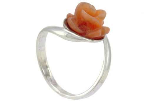 Серебряное кольцо с кораллом 29617 купить в магазине Самоцветы мира