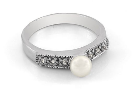 Серебряное кольцо с жемчугом 29764 купить в магазине Самоцветы мира
