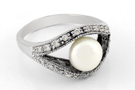 Серебряное кольцо с жемчугом 29766 купить в магазине Самоцветы мира
