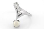 Кольцо из серебра с жемчугом белым и фианитами шар 6 мм 29779