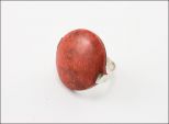 Кольцо из серебра с кораллом красным круг 25 мм 30053