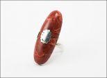 Кольцо из серебра с кораллом красным овал 16х46 мм 30062