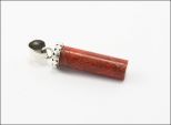 Кулон из серебра с кораллом красным цилиндр 7х27 мм 30220 