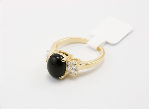 Позолоченное кольцо из сплава с агатом 30669 купить в магазине Самоцветы мира