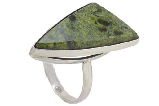Серебряное кольцо с змеевиком 30991 купить в магазине Самоцветы мира
