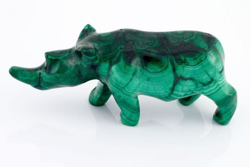 Малахитовую фигурку носорог 32280 купить в магазине Самоцветы мира