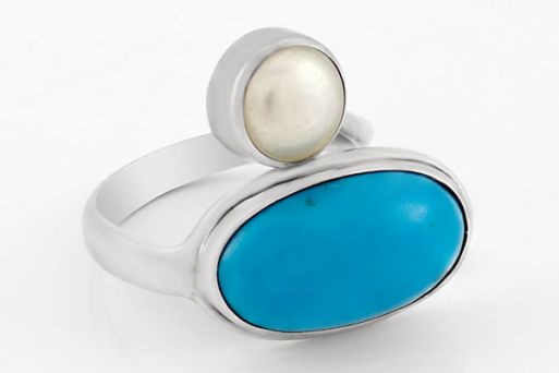 Серебряное кольцо с бирюзой 32959 купить в магазине Самоцветы мира