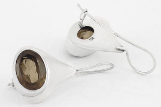 Серебряные серьги с раухтопазом 33016 купить в магазине Самоцветы мира