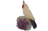 Фигурка попугай с хохолком микро из розового кварца. Вес 40-60 гр.