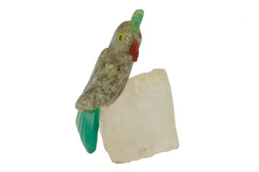 Фигурка попугай с хохолком микро из кварца с хлоридом.