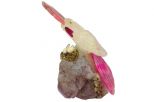 Фигурка попугай с хохолком из розового кварца. Вес 100-130 гр.