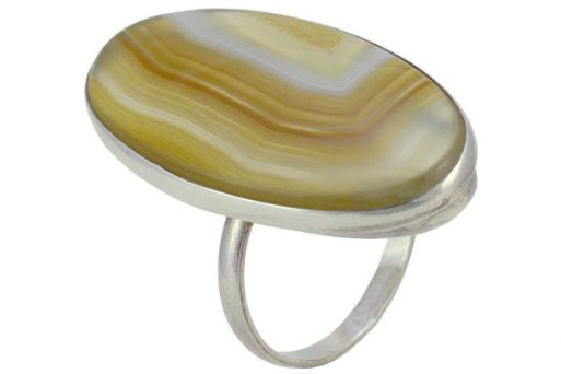 Серебряное кольцо с природным агатом 36626 купить в магазине Самоцветы мира