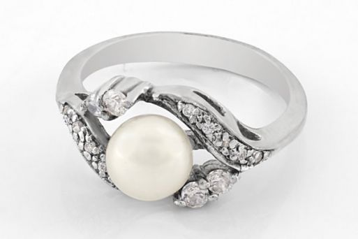 Серебряное кольцо с жемчугом 37721 купить в магазине Самоцветы мира
