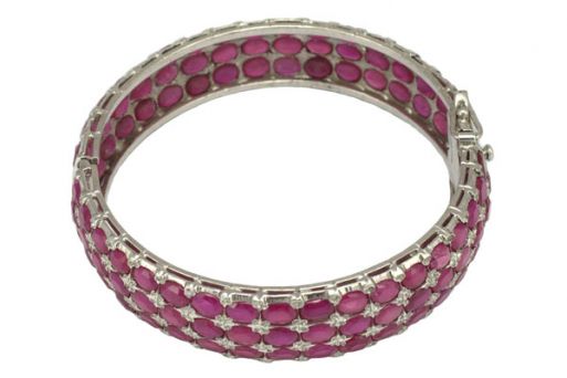 Серебряный браслет с рубином 37733 купить в магазине Самоцветы мира