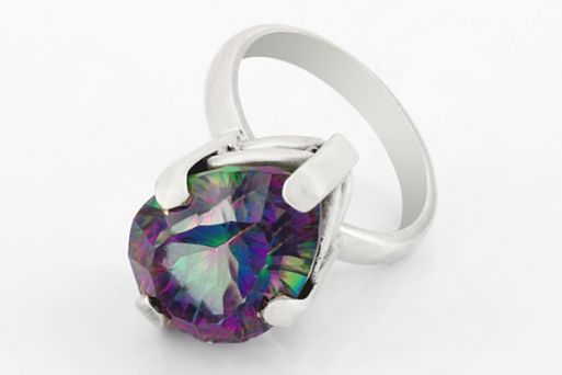 Серебряное кольцо с аметистом мистик 37916 купить в магазине Самоцветы мира