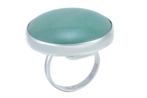 Серебряное кольцо с натуральным зелёным авантюрином 38068 купить в магазине Самоцветы мира