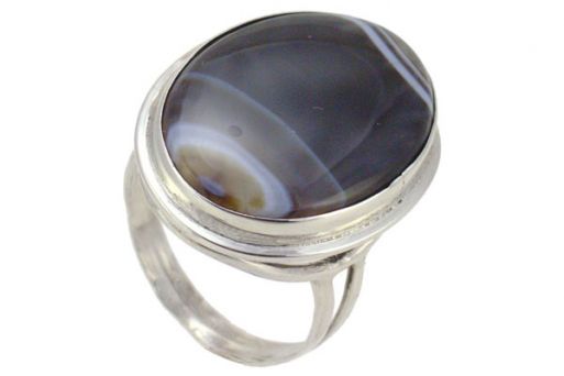 Серебряное кольцо с природным агатом 38161 купить в магазине Самоцветы мира