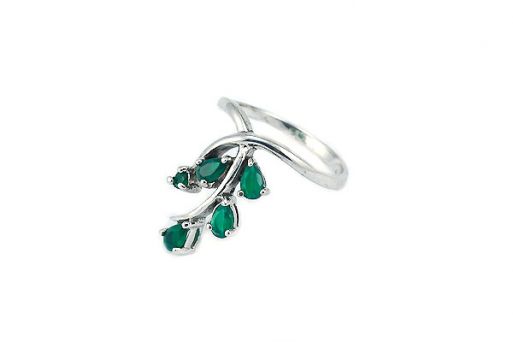 Серебряное кольцо с зелёным агатом 38647 купить в магазине Самоцветы мира