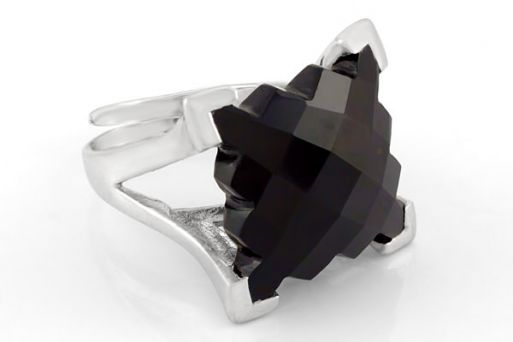 Серебряное кольцо с чёрным агатом 39398 купить в магазине Самоцветы мира