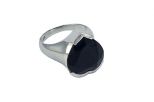 Кольцо из серебра с агатом чёрным сердце 12х15 мм 39446