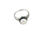 Кольцо из серебра с жемчугом серым шар 8 мм Цветок 39738