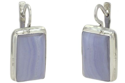 Серебряные серьги с голубым агатом 40636 купить в магазине Самоцветы мира