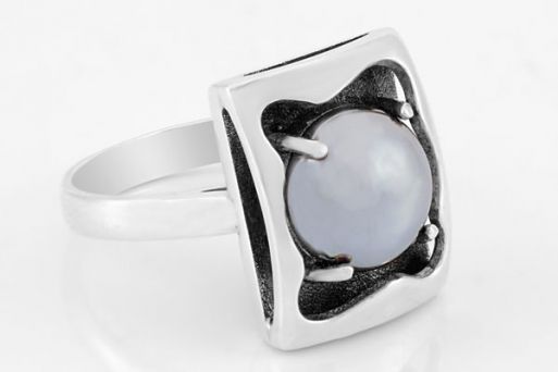 Серебряное кольцо с гематитом 41173 купить в магазине Самоцветы мира