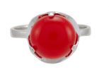 Кольцо из серебра с кораллом красным круг 10 мм 41187