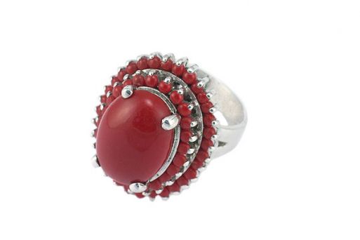Серебряное кольцо с кораллом 41193 купить в магазине Самоцветы мира
