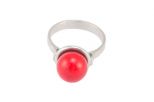 Кольцо из серебра с кораллом красным шар 10 мм 41207 